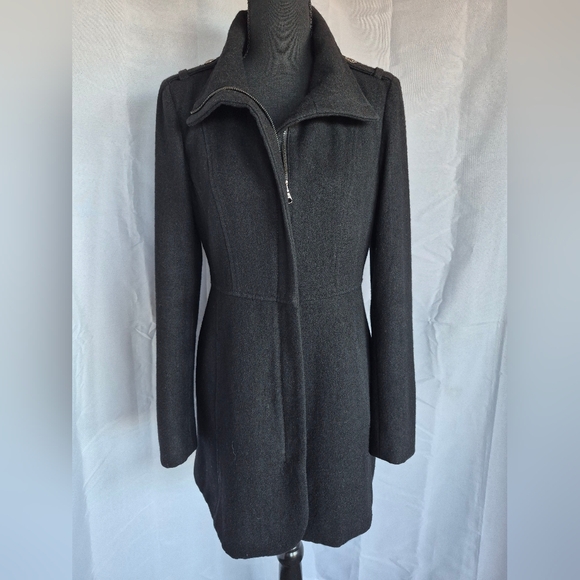 Guess Jackets & Blazers - Vintage Guess Black Wool Pea Coat Womens Small Classic Minimalist Clean Girl